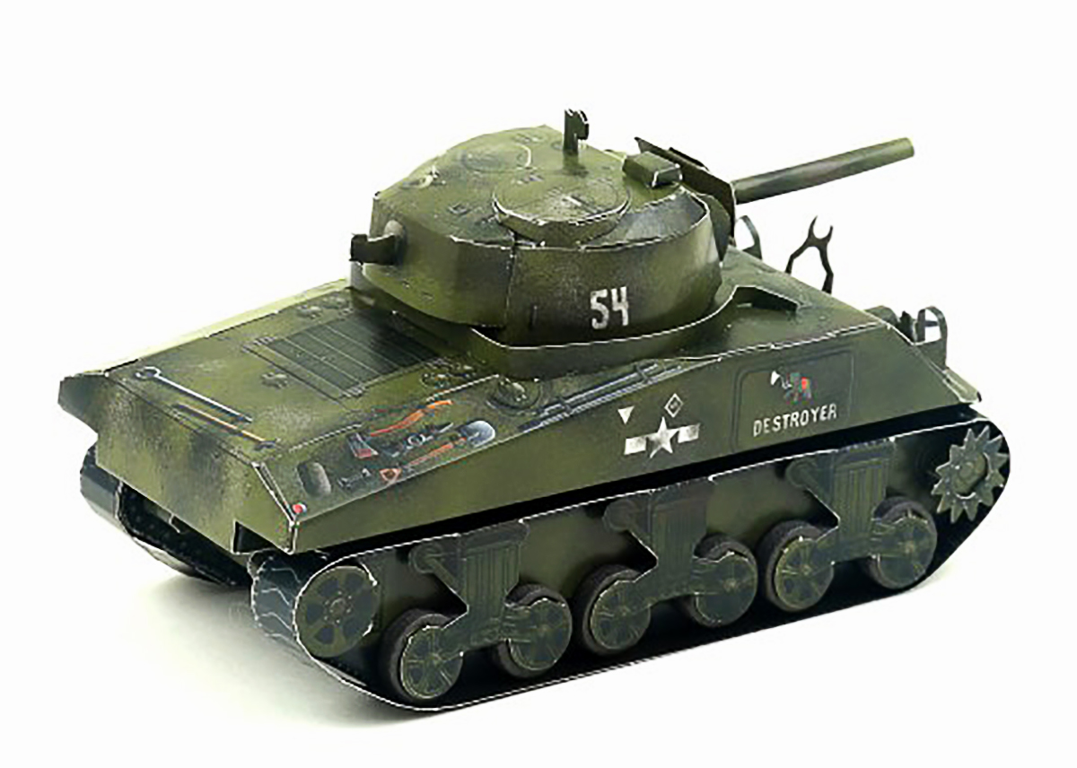 3D Puzzle KARTONMODELLBAU Papier Modell Geschenk Spielzeug Panzer M4A2 Sherman